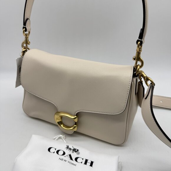 COACH Soft Tabby genuine leather shoulder crossbody + Dust bag  CHALK WHITE - Picture 3 of 16